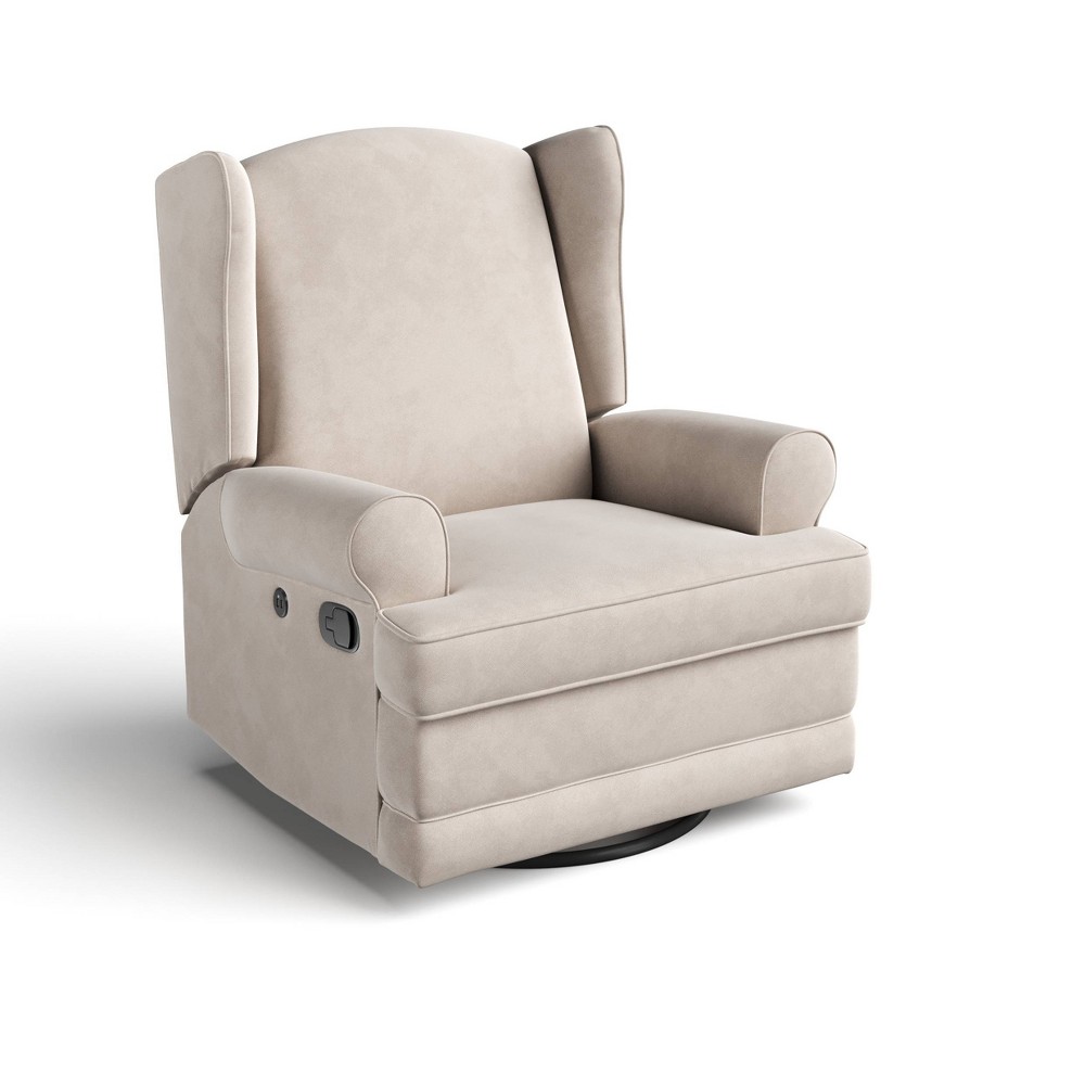Storkcraft Serenity Wingback Upholstered Swivel Recliner Glider, Ivory
