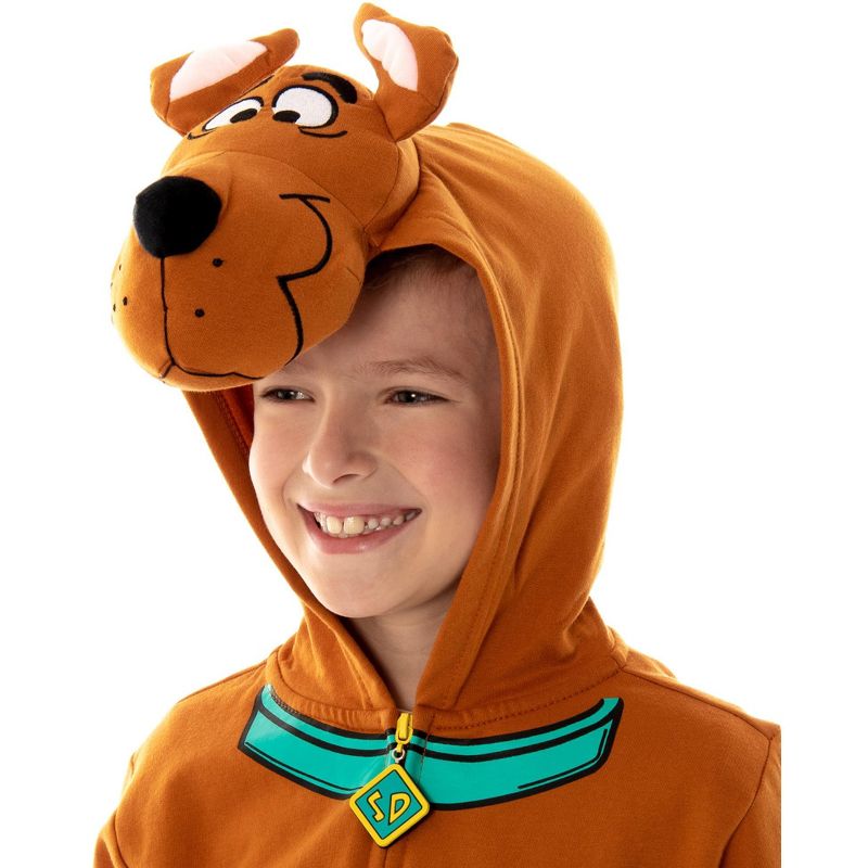 Scooby-Doo Boy's Full-Zip Plush 3D Face Costume Look A Like Hoodie, 3 of 7