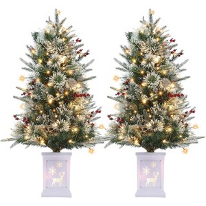 4.5-FT Tall Christmas Tree with 150 LED Lights, Two-Color switchable Lights, with Snowflake Berries, Perfect Christmas Decoration for Home & Office - 1 of 4