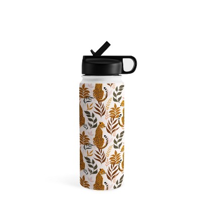 Elegant White Gray Leopard Cheetah Animal Print Water Bottle