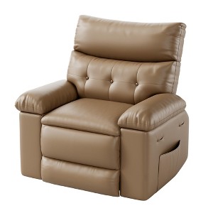 Recliner Chair for Adults, PU Leather Electric Rocker Recliner, 270 Degree Swivel Chair with Side Pocket, Modern Massage Sofa for Living Room Bedroom - 1 of 4