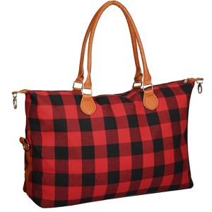 iMountek"Women’s Multi-functional Duffle Bag - Travel, Weekend, Overnight, Tote, Shoulder & Diaper Bag"LeoRed&White - 1 of 4