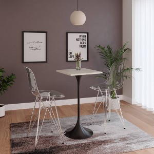 LeisureMod Verve 24" Sqaure Bar Height Dining Table - Modern MDF Top with Black Pedestal Base Counter Height Table for Kitchen, Home, and Pub - 1 of 4