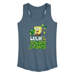 Women's - SpongeBob Squarepants - Luck Of The Square Pants Graphic Racerback Tank - 1 of 4