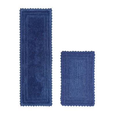 Lilly Crochet Collection 100% Cotton Tufted Reversible 2-Piece Bath Rug Set – Super Absorbent, Machine Washable Bathroom Mats with Crochet Pattern