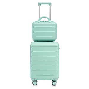 SEVOBAL Luggage 14"/20" 2 pcs/set in ABS Spinner Wheel Luggage, with Combination Lock,14" Cosmetic Case Luggage Sets, Green, 14.4"*9.1"*22.2" - 1 of 4
