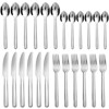 DOMETOUR 24 Pcs Stainless Steel Flatware Cutlery Set, Silverware Set Service for 6 People, Includes Forks Spoons Steak Knives - 2 of 4