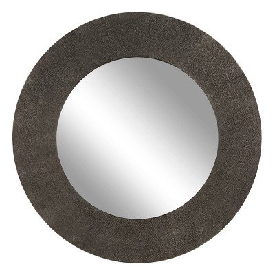 35" Contemporary Round Metal Wall Mirror Gray - Olivia & May