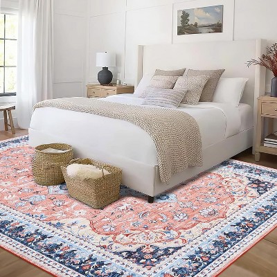 Area Rug,Rugs for Living Room,Washable Vintage Rug,Non-Slip Low Pile Throw Soft Rugs with Rubber Backing,Washable Rugs,Kitchen Rugs