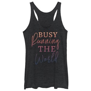 Women's CHIN UP Busy Running the World Racerback Tank Top - 1 of 3