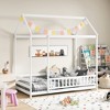 Tangkula Twin Size House Bed w/ Roof & Full-length Safety Guardrail Playhouse Bed Frame - 3 of 4