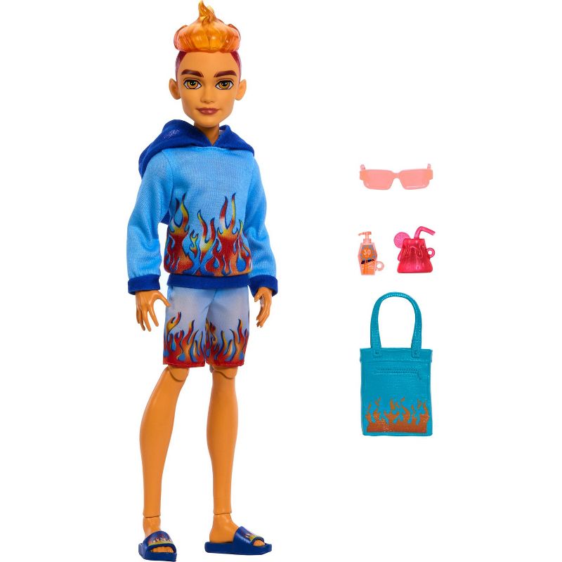 Monster High Scare-adise Island Heath Burns Fashion Doll with Swim Trunks &#38; Accessories, 1 of 7