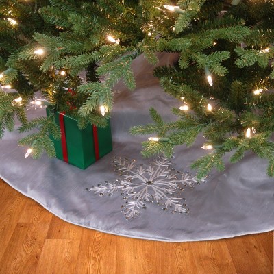 42" Silver Gray Polyester Snowflake Tree Skirt