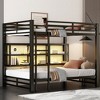 Whisen Metal Queen over Queen Bunk Bed with Ample Storage Cabinets, LED Lighting and Guard Rails - Black - 3 of 4