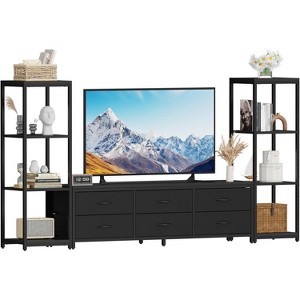 TV Stand for 75 Inch TV with 6 Fabric Drawers, Industrial Entertainment Center with 2 Shelves, Media Console for Living Room - 1 of 4