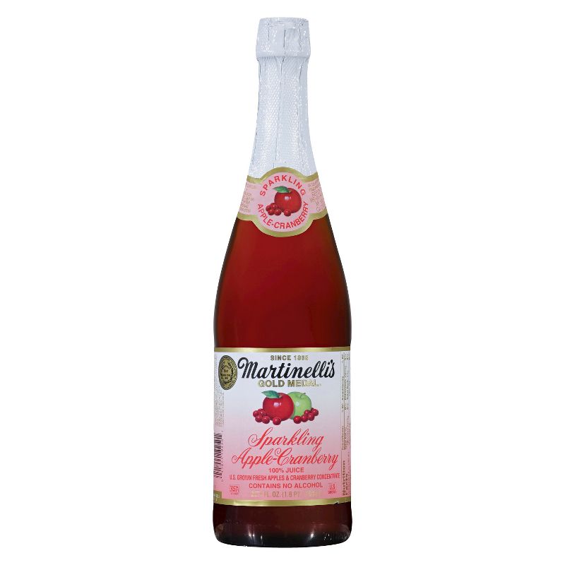 Martinelli's Gold Medal Sparkling Apple Cranberry Juice - 25.4 fl oz Glass Bottle, 1 of 4
