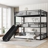 KWPZQEB Triple Bunk Bed with Ladder & Guardrail, Metal Triple Bunk Bed with Slide & Noise-reduced Design,Heavy-duty Bunk Bed, Easy Assembly, Black - 3 of 4