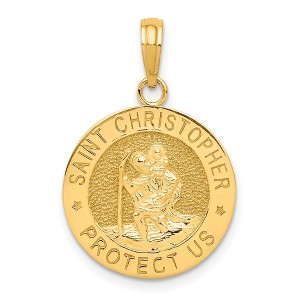 Black Bow Jewelry 14k Yellow Gold Round Saint Christopher Medal Pendant, 16mm (5/8 Inch) - 1 of 4