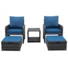 Bigget Outdoor Steel 5-Piece Wicker Bistro Rattan Patio Furniture Set with Blue cushions - 2 of 4