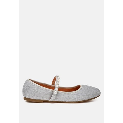 Обувь London Rag Womens Corphee Pearl Strapped Glitter Ballerinas 9