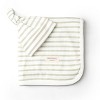 Organic Swaddle Blanket & Hat Set - Sage Stripes - 2 of 4