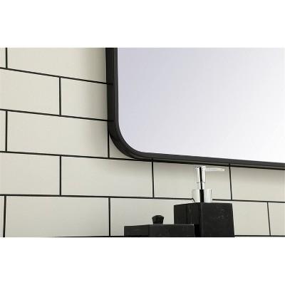 Contemporary Frameless Black Rectangular Wall Mirror 24x40 Inch