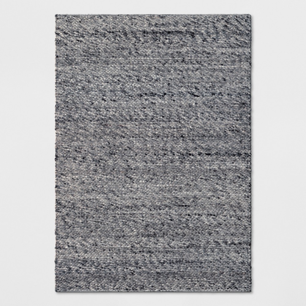 Photos - Area Rug 7'x10' Chunky Knit Rug Wool Woven Charcoal - Threshold™