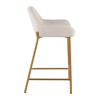Elegant Daniella Cream Fabric Counter Stool with Gold Metal Frame