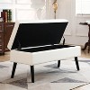 43.3"W Storage Bench for Bedroom, End of Bed Bench, Entryway Ottoman with Solid Wood Legs, Linen/PU Leather Upholstery, 300lbs Capacity - ModernLuxe - 2 of 4