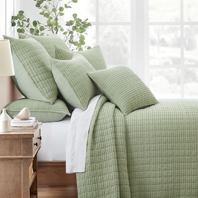 Desert Sage Cotton Waffle Euro Shams Set of Two