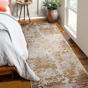 Modern Washable Low Pile Rugs - Soft Abstract Carpet for Living Room, Bedroom, Dining Room, Apartment & Bathroom - Neutral Design for Hardwood Floors - 1 of 4