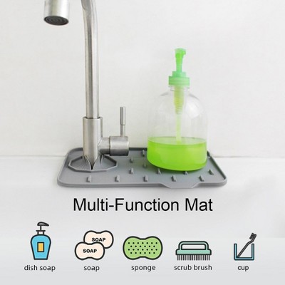 1pc/2pcs Silicone Sink Draining Pad Double Sided Faucet Protector Mat Catcher Mat Kitchen Accessories