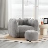 Chenille Bean Bag Chair with Footstool and Foam Filling, Soft Square Lazy Sofa with Armrests for Indoor Use-Baofuwish - 2 of 4