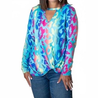 Women's Animal Keyhole Knot Top - Shirley Stone