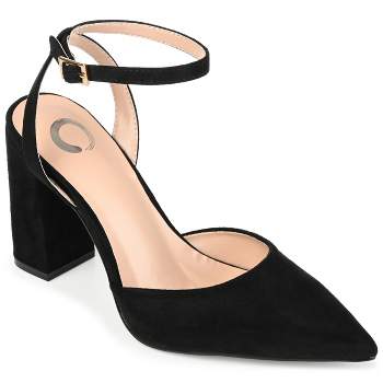 Journee Collection Womens Tyyra Buckle High Block Heel Pointed Toe Pumps