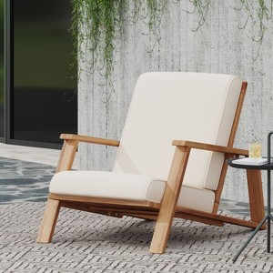 Gulches Adirondack Club Chair - Acacia Wood, 400lbs Capacity, Weather-Resistant Cushions, Contemporary Slat Design - 1 of 4