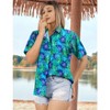 HAPPY BAY Hawaiian Shirts Womens Funky Short Sleeve Tropical Vacation Button Up Blouse Top Shirt Summer Button Down Party Floral Shirts - 2 of 4