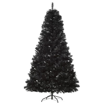 NAYSAYE 7ft Artificial Christmas Tree Unlit Douglas Fir with 1346 Realistic Branch Tips for Halloween and Holiday Decor, Black, 50.5"*50.5"*82.8"