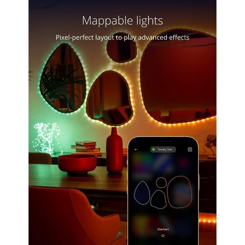 Twinkly Dots  App-Controlled Flexible LED Light String with 200 RGB (16 Million Colors) LEDs. 33ft Indoor and Outdoor Smart Home Lighting Decoration, 4 of 12