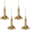 Northlight Glitter Drenched Candlestick Christmas Ornaments - 4" - Gold - Set of 4 - 4 of 4
