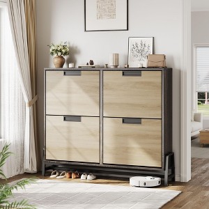 ODK Shoe Cabinet Storage with 4 Flip Drawers, Freestanding Shoe Storage Organizer Cabinet for Entryway, Narrow Shoe Rack Cabinet for Hallway - 1 of 4
