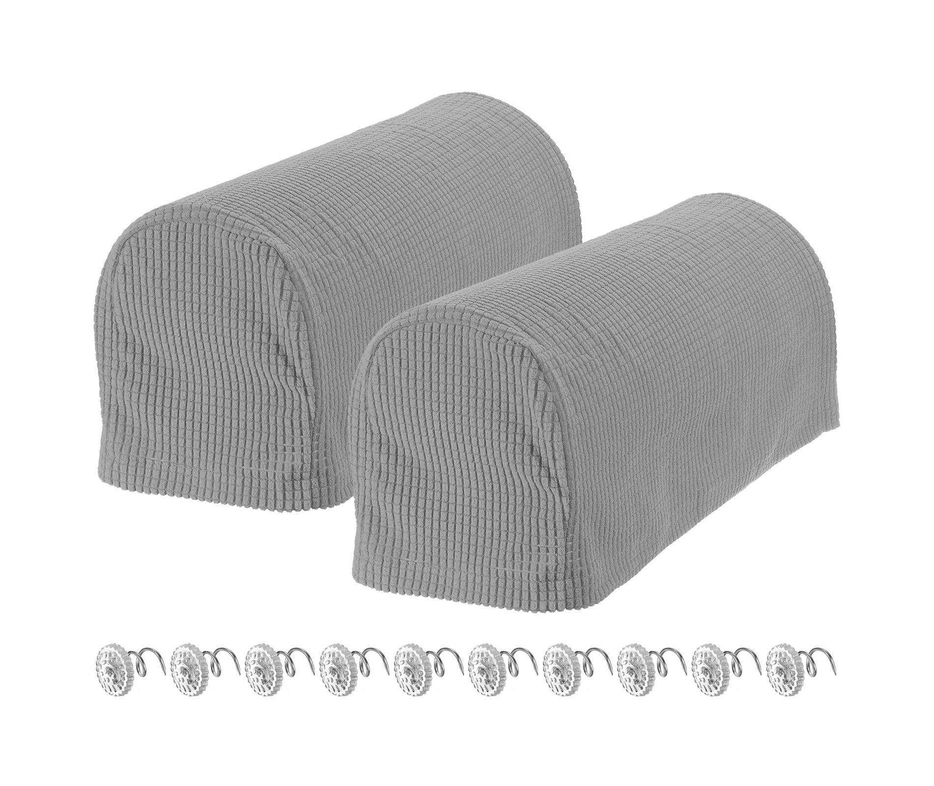 Unique Bargains Stretchy Anti-Slip Sofa Couch Armchair Covers with Pins 2 Pcs Light Gray