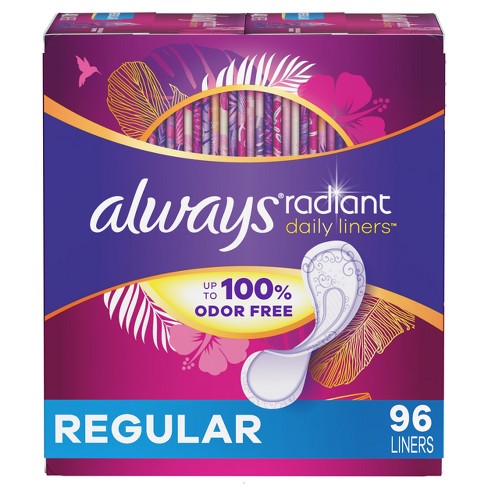 Always Radiant Regular Wrapped Panty Liners - Unscented - 96ct : Target