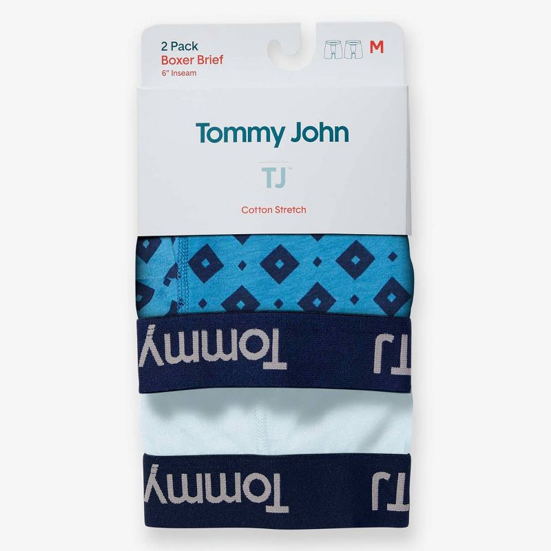 TJ | Tommy John™ Men's 6" Striped Boxer Briefs 2pk - Diamond Array/Crystal Blue, 3 of 7