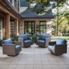 POCASSY Square Armrest Outdoor Swivel Rocker Patio Chairs Set of 2, Brown Wicker Furniture Swivel Patio Chairs for Porch, Poolside, Deck - 2 of 4