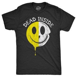 Mens Dead Inside T Shirt Funny Creepy Skeleton Smile Face Joke Tee For Guys - Crazy Dog Men's T Shirt - 1 of 4