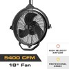 Mule Outdoor Ceiling Fan 18 Inch High Flow Air Circulator, Matte Black - Dual Mount Directional 3 Speed Adjustable Airflow, 8 Foot Cord - 2 of 4