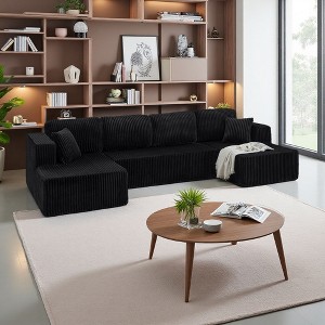 132.48" Corduroy U-Shaped Modular Sectional Sofa, Minimalist Style - 1 of 4