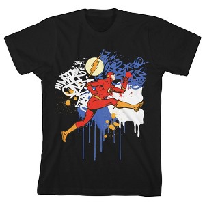The Flash Spray Paint With Graffiti Effect Boy's Black T-shirt - 1 of 3