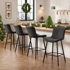 SKRAN Counter Height Bar Stools, Faux Leather Barstool Set of 2, Fabric Seat and Back for Dining Room, Kitchen and Islands - 2 of 4